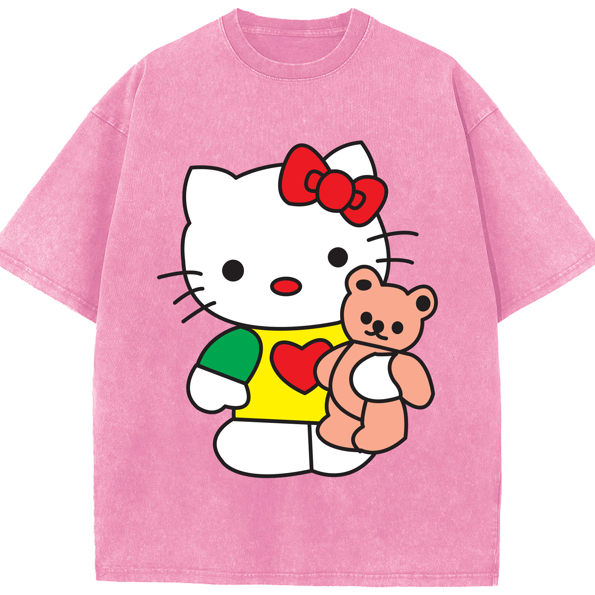（画像用） Hello Kitty ハローキティ 綿100% ヴィンテージ風 半袖Tシャツ（フロントプリント）